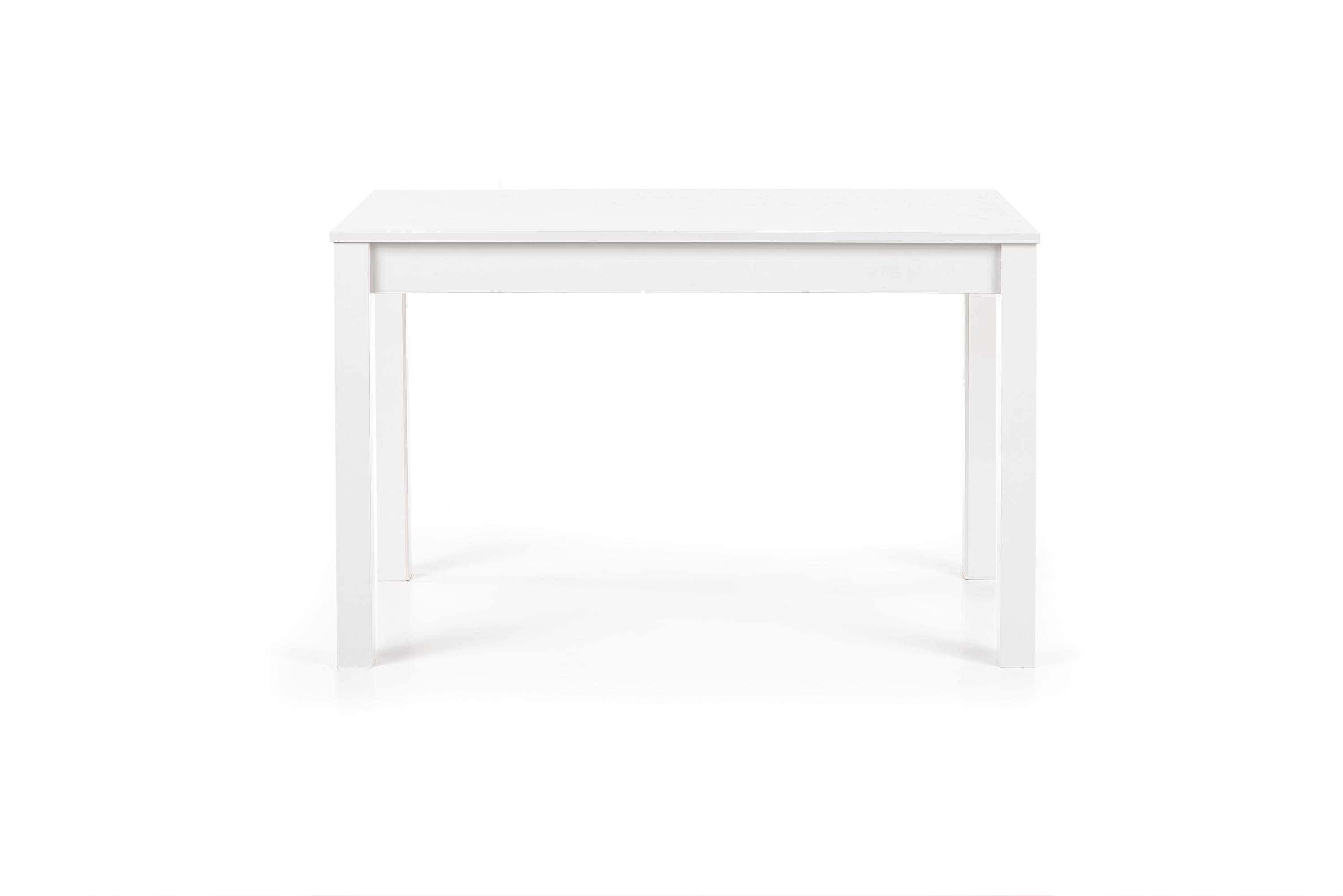 Widok z przodu białego stołu EROS o minimalistycznym i nowoczesnym designie.