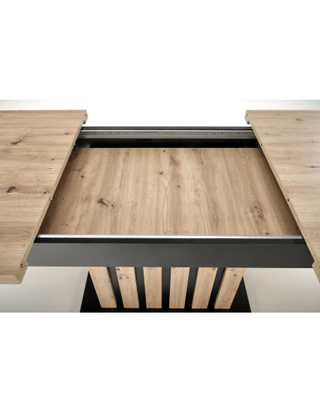 LAMELLO stół rozkładany 160-210/90 cm dąb artisan/czarny  | Kompaktowa Wygoda