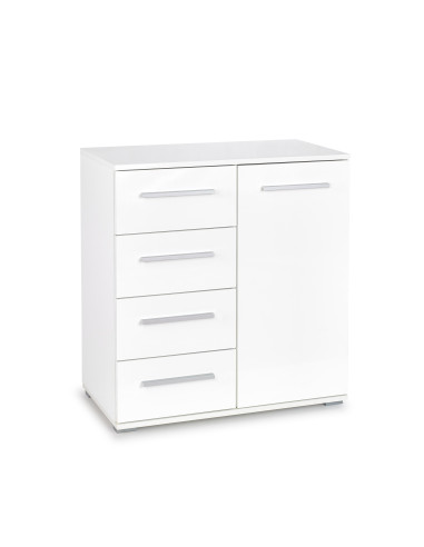 DORIS KM-2 Komoda Biały Wysoki Połysk 77x40x82cm - Nowoczesność w Domu