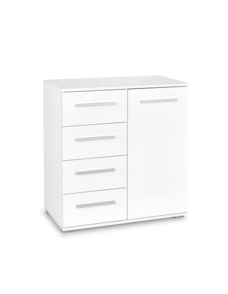 DORIS KM-2 Komoda Biały Wysoki Połysk 77x40x82cm - Nowoczesność w Domu