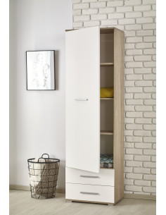 DORIS REG1 Regał Dąb/Biały - Stylowe Przechowywanie z Charakterem 2