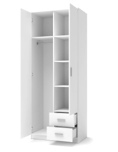 DORIS S-2 Szafa 80/52/205 cm z 2 Szufladami Biały Połysk... 2