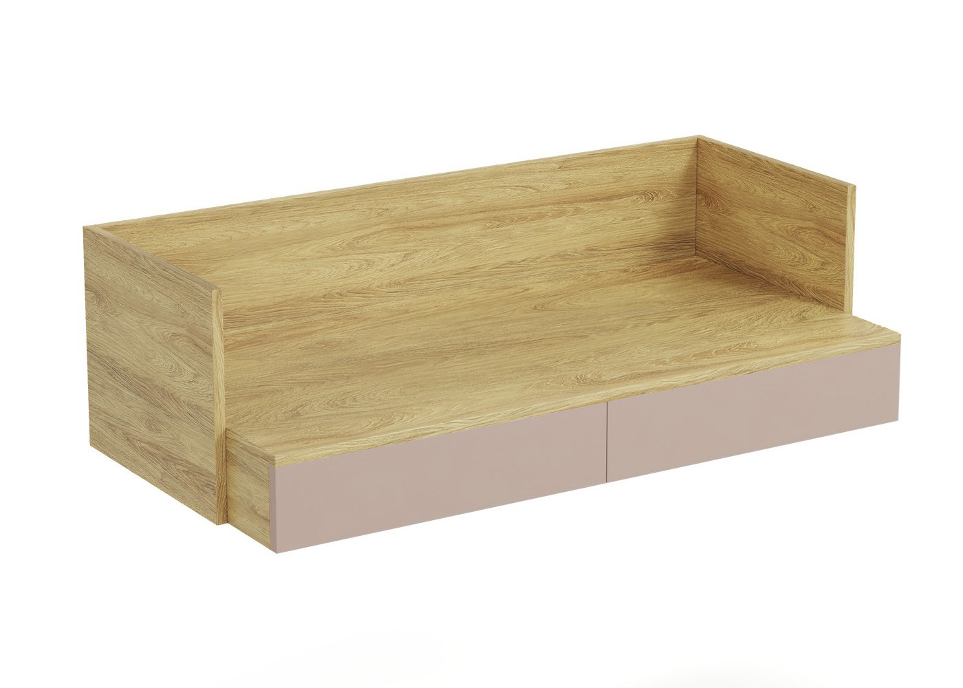 Szafka Plento 110x55x38 cm, hikora naturalna, fronty antyczny róż – widok z przodu.