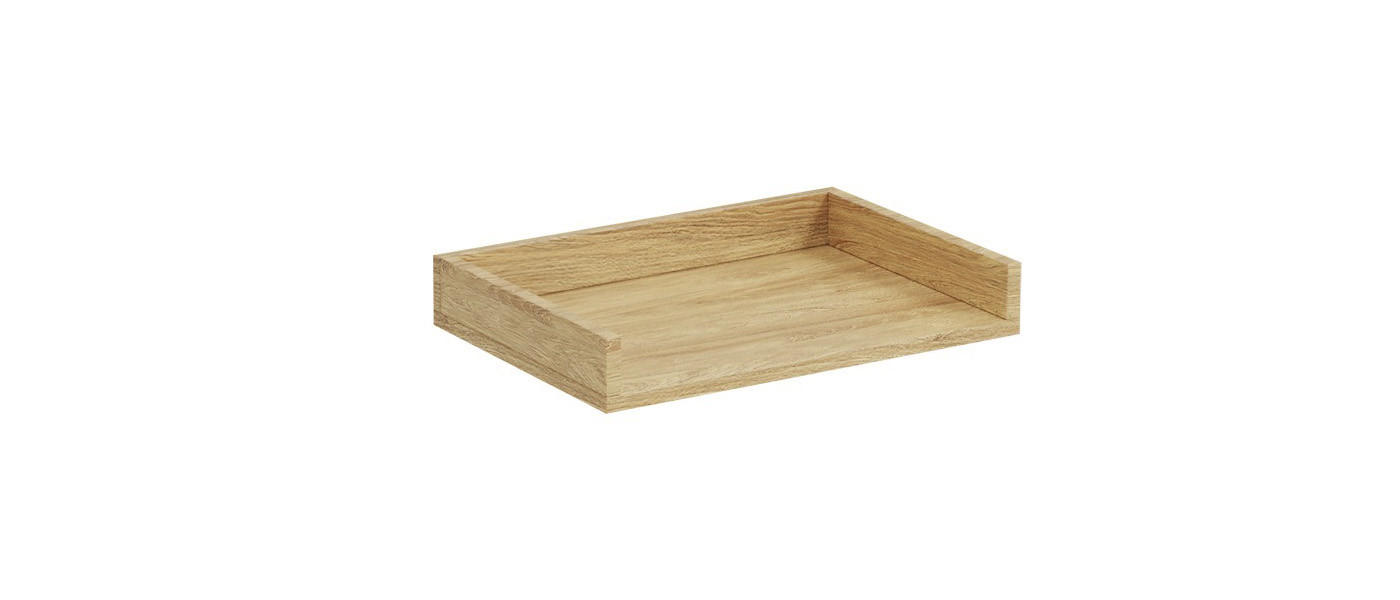 Półka PLENTO 50x41x8 cm z naturalnej hikory – zdjęcie z przodu.