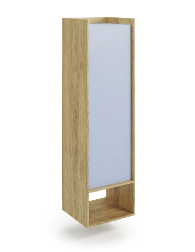 PLENTO Szafka Wysoka 50x41x179cm Hikora Naturalna/Fronty Niebieski Horyzont