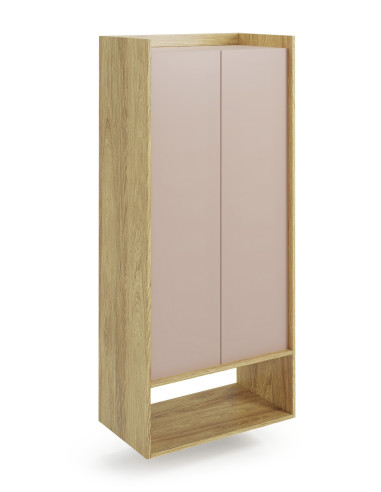 PLENTO Szafka Wysoka 78x41x179cm Hikora Naturalna/Fronty Antyczny Róż