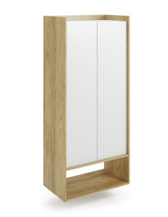 PLENTO Szafka Wysoka 78x41x179cm Hikora Naturalna/Fronty Biel Alpejska