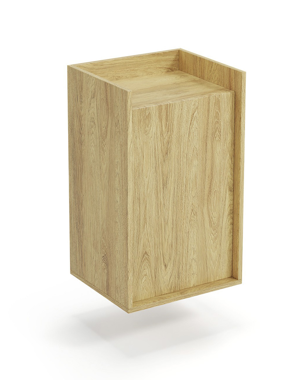Szafka biurko Plento w kolorze hikory naturalnej z przodu, elegancki i delikatny design.