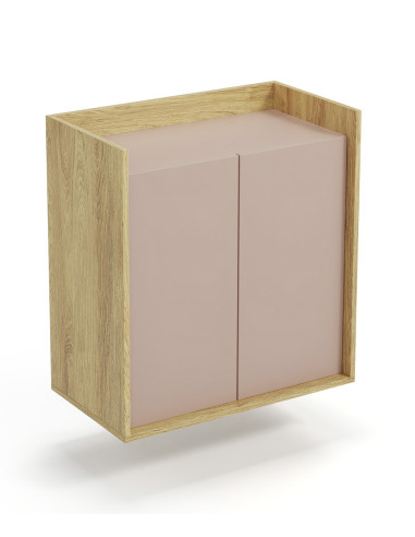 PLENTO Szafka 78x41x83cm Hikora Naturalna/Fronty Antyczny Róż