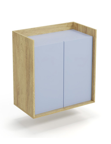 PLENTO Szafka 78x41x83cm Hikora Naturalna/Fronty Niebieski Horyzont