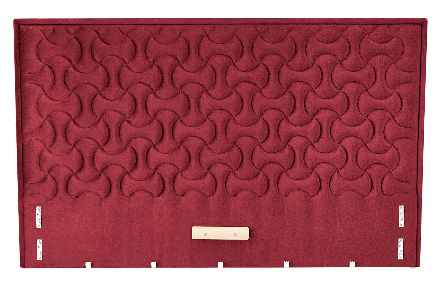 Przedni widok bordowego wezgłowia Sereno do łóżka z aksamitnym wykończeniem i ozdobnym wzorem.