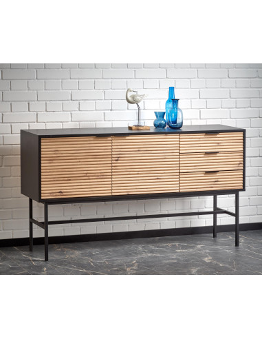 ZENIT KM-1 Komoda Dąb Artisan/Czarny 160x86cm - Przestrzeń i Styl