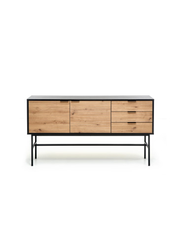 ZENIT KM-1 Komoda Dąb Artisan/Czarny 160x86cm - Przestrzeń i Styl