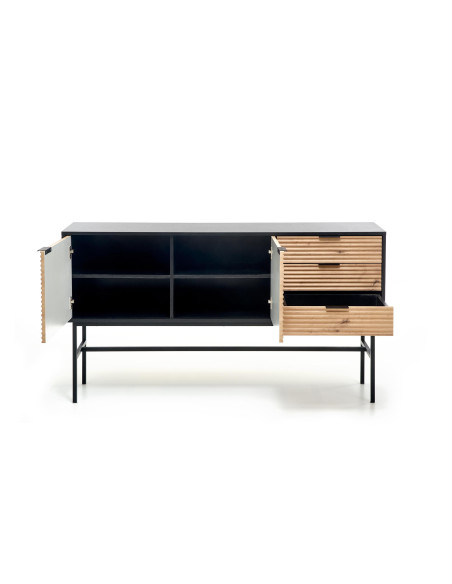 ZENIT KM-1 Komoda Dąb Artisan/Czarny 160x86cm - Przestrzeń i Styl