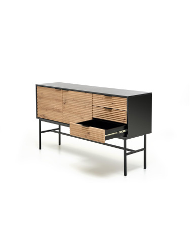 ZENIT KM-1 Komoda Dąb Artisan/Czarny 160x86cm - Przestrzeń i Styl