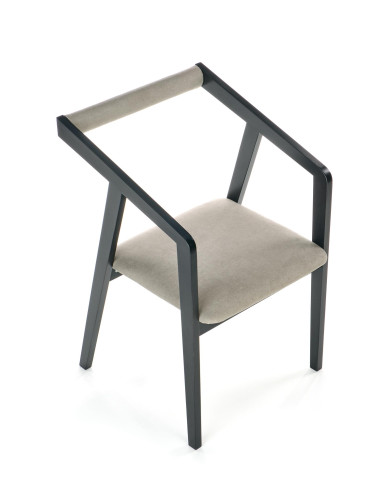 ZULAN Krzesło Velvet Czarny/Popielaty - Stylowe Siedzisko z Drewna Bukowego