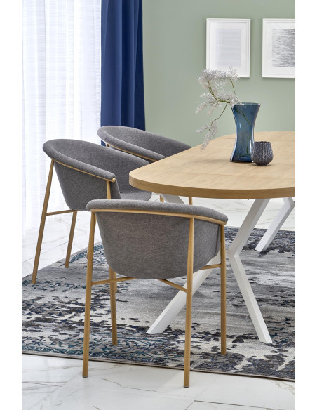 VISIONE Stół Rozkładany Dąb Złoty Fi100-250cm - Elegancja i Praktyczność