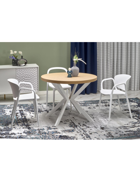 VISIONE Stół Rozkładany Dąb Złoty Fi100-250cm - Elegancja i Praktyczność