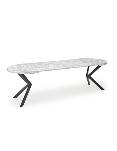 VISIONE Stół Rozkładany Biały Marmur Fi100-250cm - Luksus i Funkcjonalność