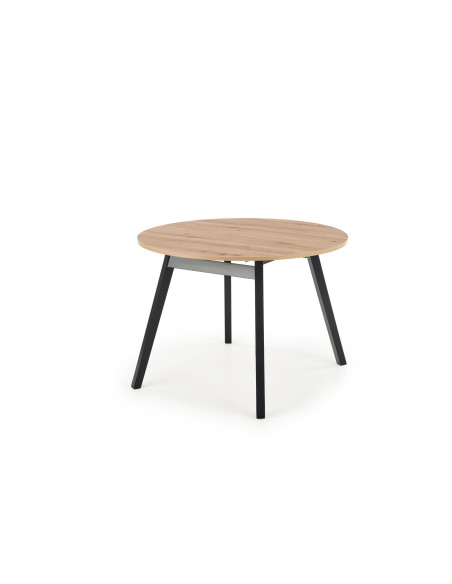 PAREDES Stół Okrągły Rozkładany Fi102-142cm Dąb Artisan z Czarnymi Nogami