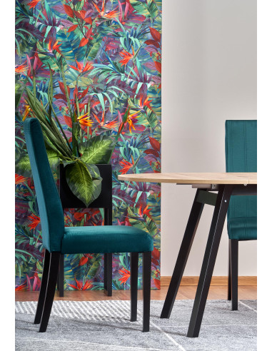 PAREDES Stół Okrągły Rozkładany Fi102-142cm Dąb Artisan z Czarnymi Nogami