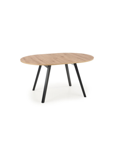 PAREDES Stół Okrągły Rozkładany Fi102-142cm Dąb Artisan z Czarnymi Nogami