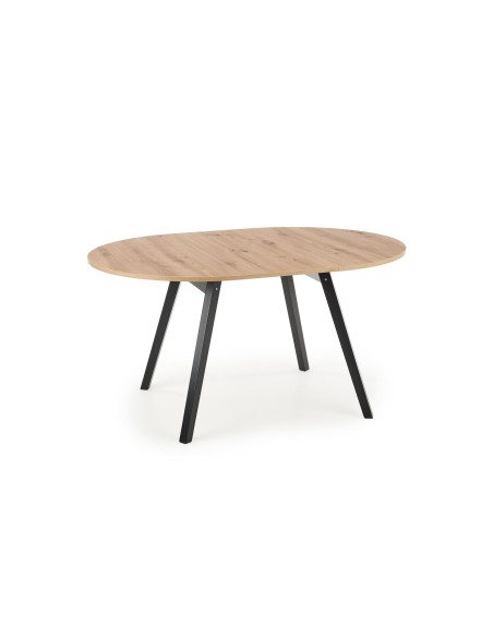 PAREDES Stół Okrągły Rozkładany Fi102-142cm Dąb Artisan z Czarnymi Nogami