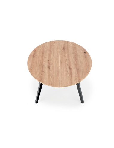 PAREDES Stół Okrągły Rozkładany Fi102-142cm Dąb Artisan z Czarnymi Nogami
