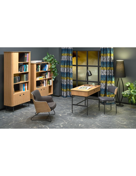 QUANTO REG-1 Regał Dąb Naturalny/Czarny 97x196cm - Elegancja i Przestrzeń