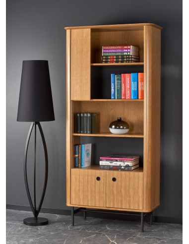QUANTO REG-1 Regał Dąb Naturalny/Czarny 97x196cm - Elegancja i Przestrzeń