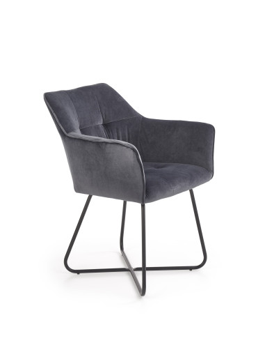 HERMO Krzesło VELVET Popiel/Stal Czarna - Elegancja i Komfort