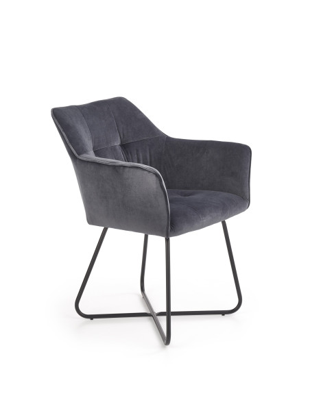 HERMO Krzesło VELVET Popiel/Stal Czarna - Elegancja i Komfort