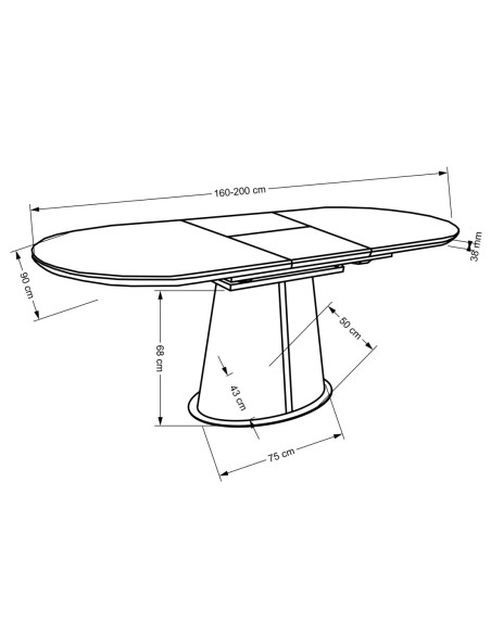 SORIN Stół Rozkładany Owalny 160-200cm Ceramika Beżowy Marmur/Cappuccino