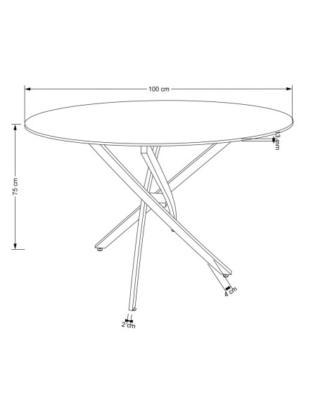 INGLESE_2 Stół Okrągły Szklany Fi100cm Biały Marmur/Złoty - Styl Glamour
