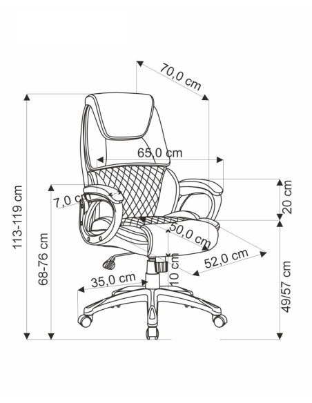 AVENO Fotel Gabinetowy Czarny / Popielate Romby | Elegancki Komfort i Styl