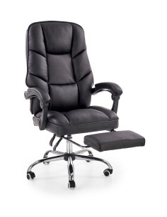 LILO Fotel Gabinetowy z Podnóżkiem - Czarna Eco Skóra -...