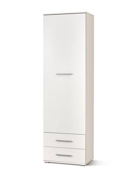 DORIS REG1 Regał z 2 Szufladami 60/40/200 cm Biały - Praktyczna Przestrzeń