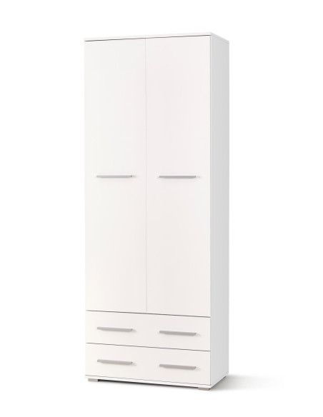 DORIS REG2 Regał z 2 Szufladami 77/40/200 cm Biały - Praktyczna Przestrzeń