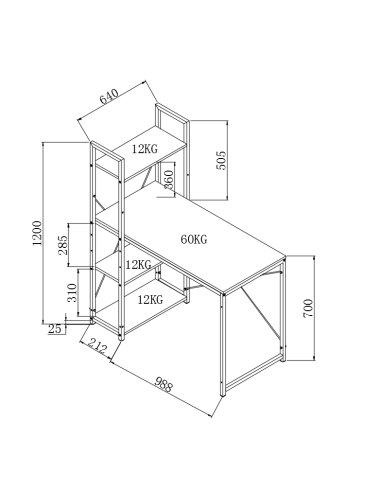 VIRAN B1 Biurko Loftowe Czarny/Dąb Sonoma - Loft w Praktycznej Odsłonie