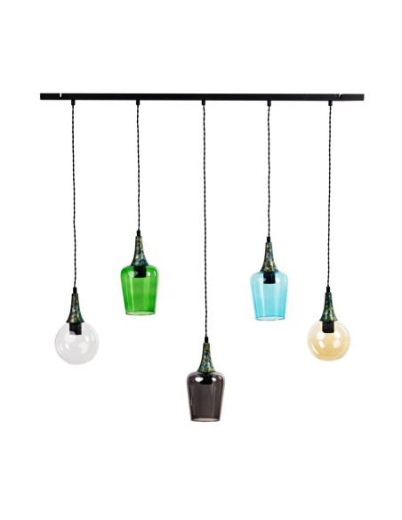 lampa wisząca czarna COLORES FIVE - 5 KOLORÓW/BLACK/handmade