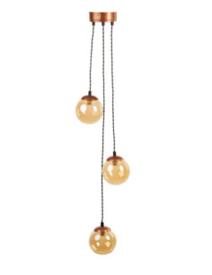 Lampa miedziana ZINGARI 120 3L AMBER GLASS/COPPER