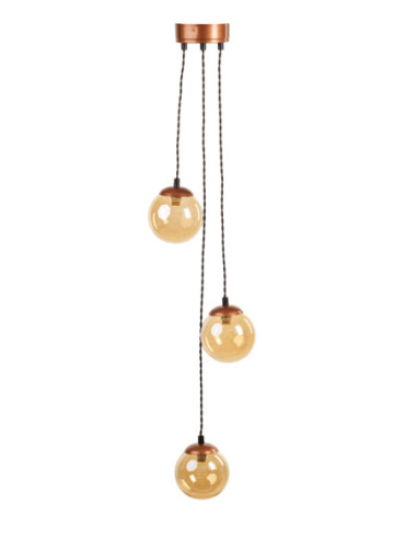 Lampa miedziana ZINGARI 120 3L AMBER GLASS/COPPER