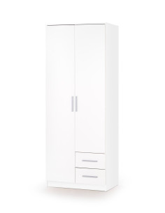 DORIS S-2 Szafa 80/52/205 cm z 2 Szufladami Biały Połysk...