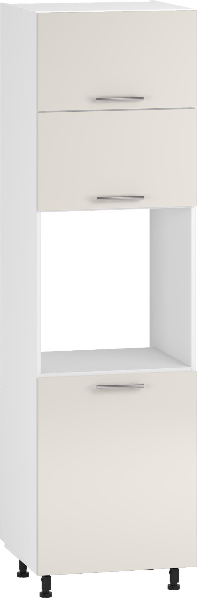 Wysoka szafka SALOME DP-60/214 w kolorze beżowym, widok z przodu.