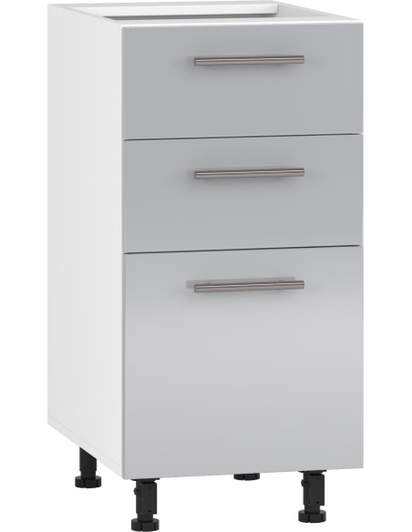 SALOME D3S Szafka 40cm z 3 Szufladami Biały/J. Popiel Połysk- Mech. Hettich