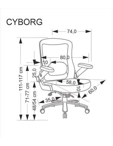 CYBORG fotel gabinetowy czarny  (1p 1szt)