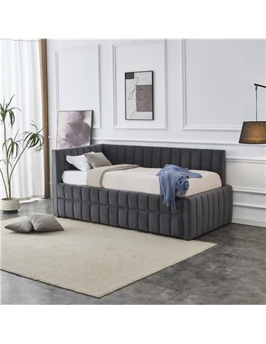 DERBY łóżko z wysuwanym dolnym materacem, popielaty (2p 1szt)