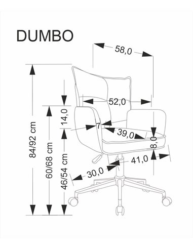 DUMBO fotel obrotowy jasny różowy