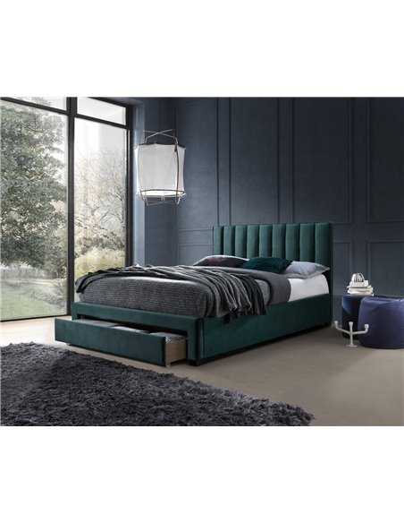 GRACE 140 łóżko z szufladami c. zielony velvet (3p 1szt)