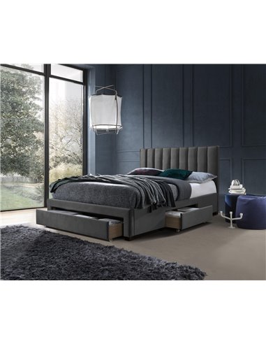 GRACE 140 łóżko z szufladami popiel velvet (3p 1szt)